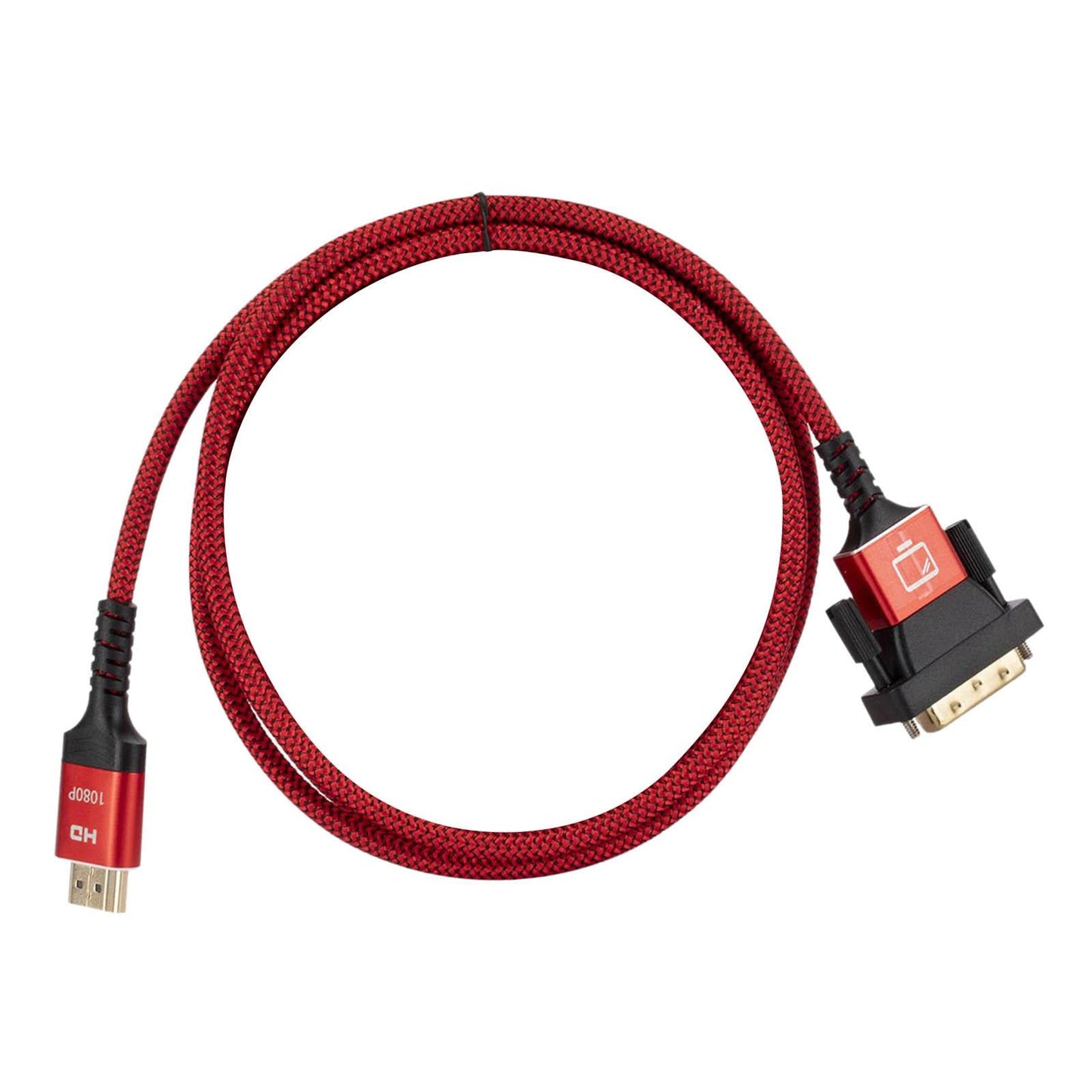 HDMI to DVI Cable DVI Male to HDMI Male Gold Plated for Desktop Display Red 1m