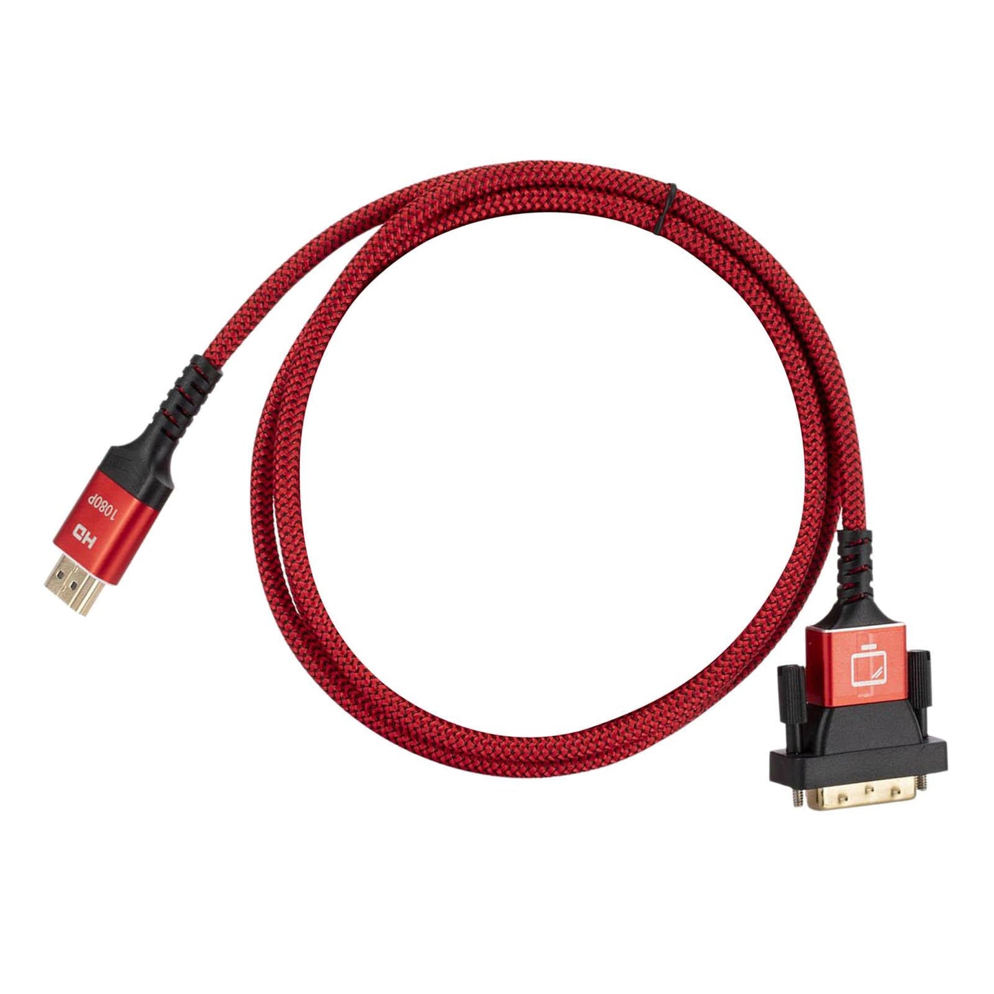 HDMI to DVI Cable DVI Male to HDMI Male Gold Plated for Desktop Display Red 1m