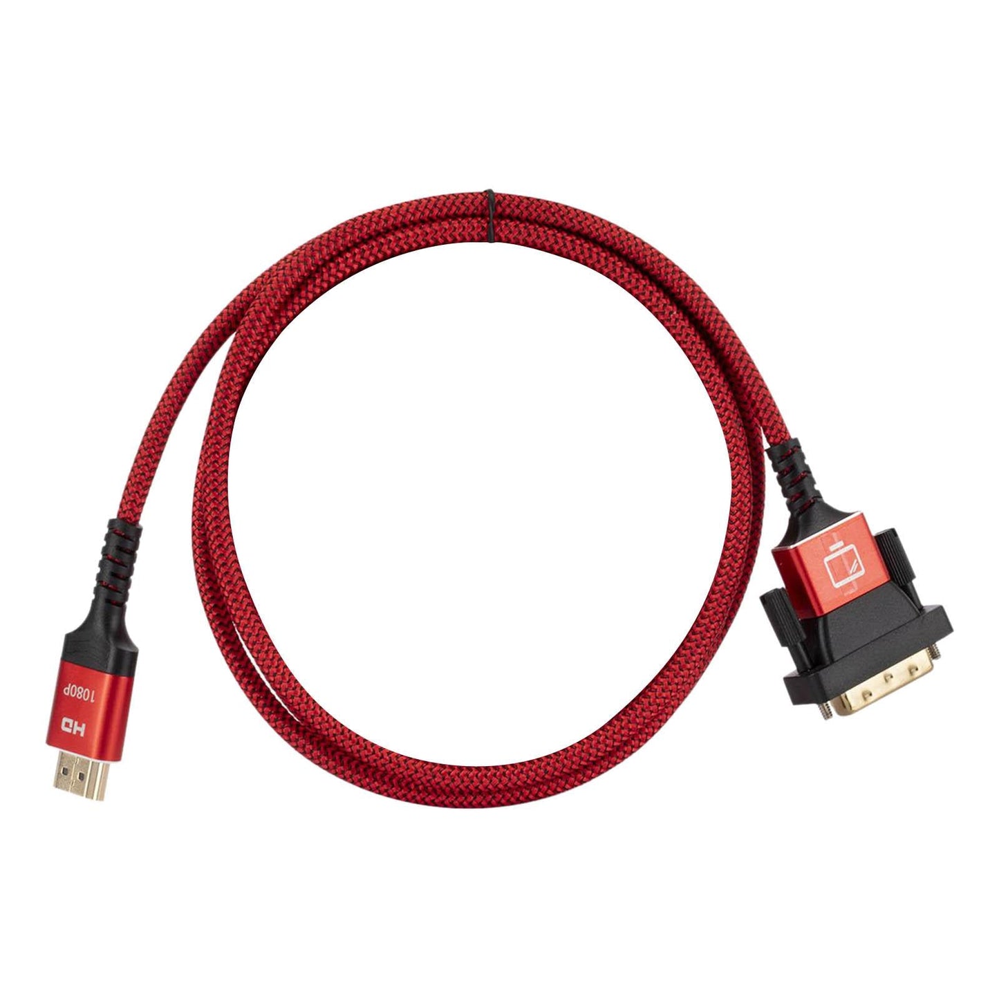 HDMI to DVI Cable DVI Male to HDMI Male Gold Plated for Desktop Display Red 1m