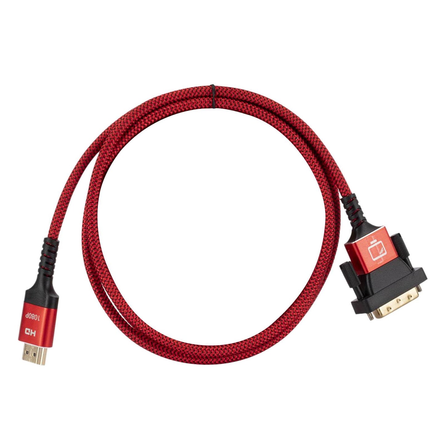 HDMI to DVI Cable DVI Male to HDMI Male Gold Plated for Desktop Display Red 1m