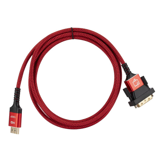 HDMI to DVI Cable DVI Male to HDMI Male Gold Plated for Desktop Display Red 1.8m