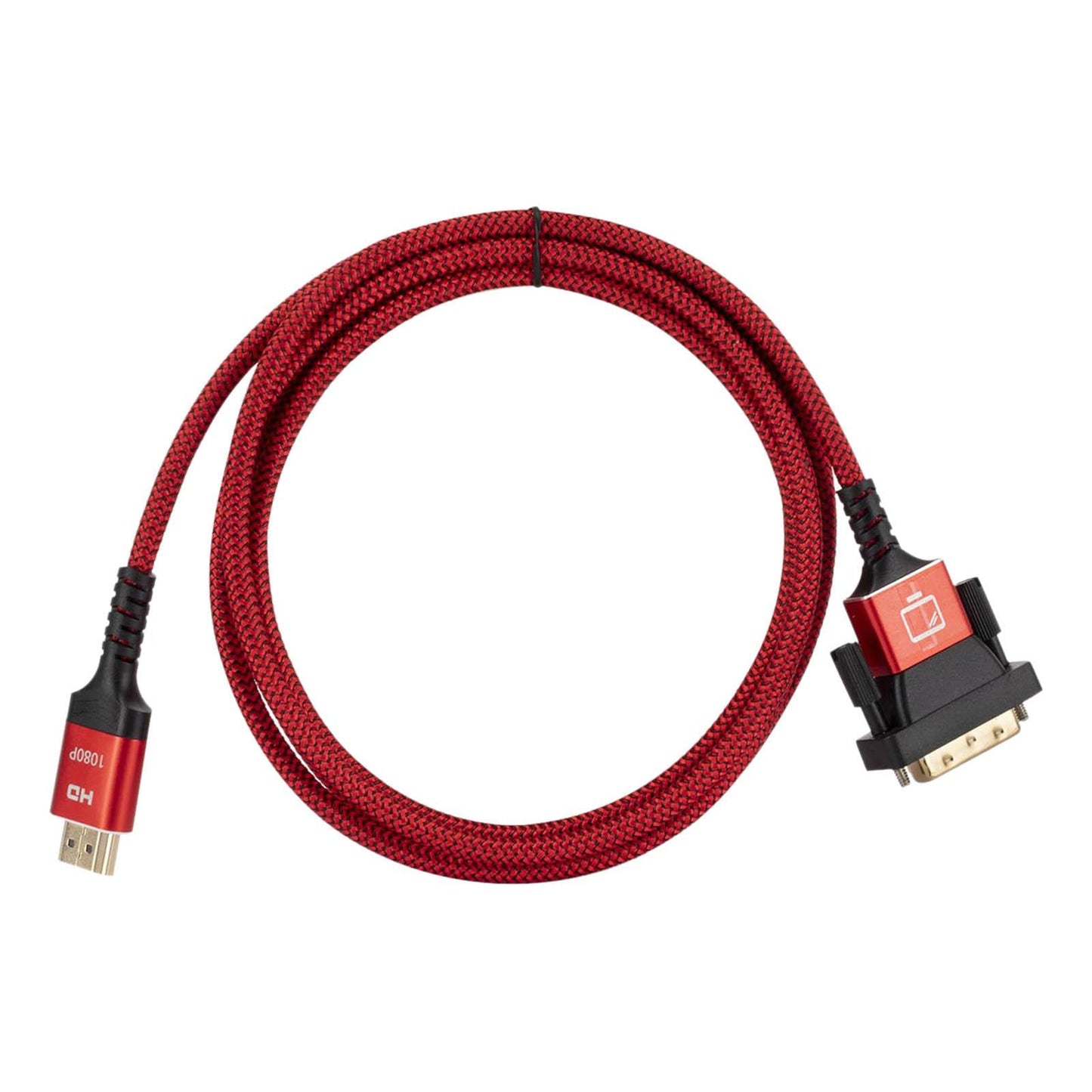 HDMI to DVI Cable DVI Male to HDMI Male Gold Plated for Desktop Display Red 1.8m