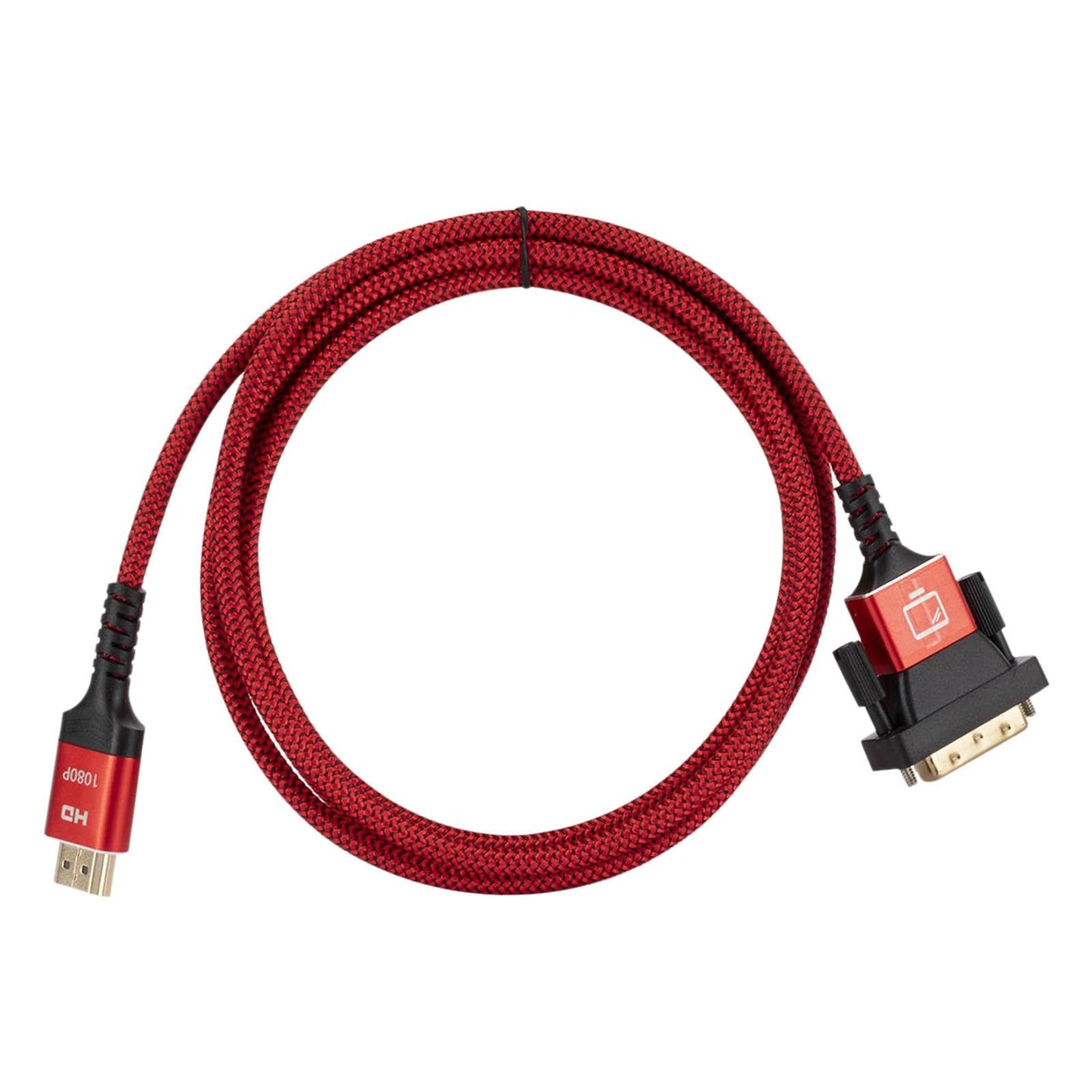 HDMI to DVI Cable DVI Male to HDMI Male Gold Plated for Desktop Display Red 1.8m