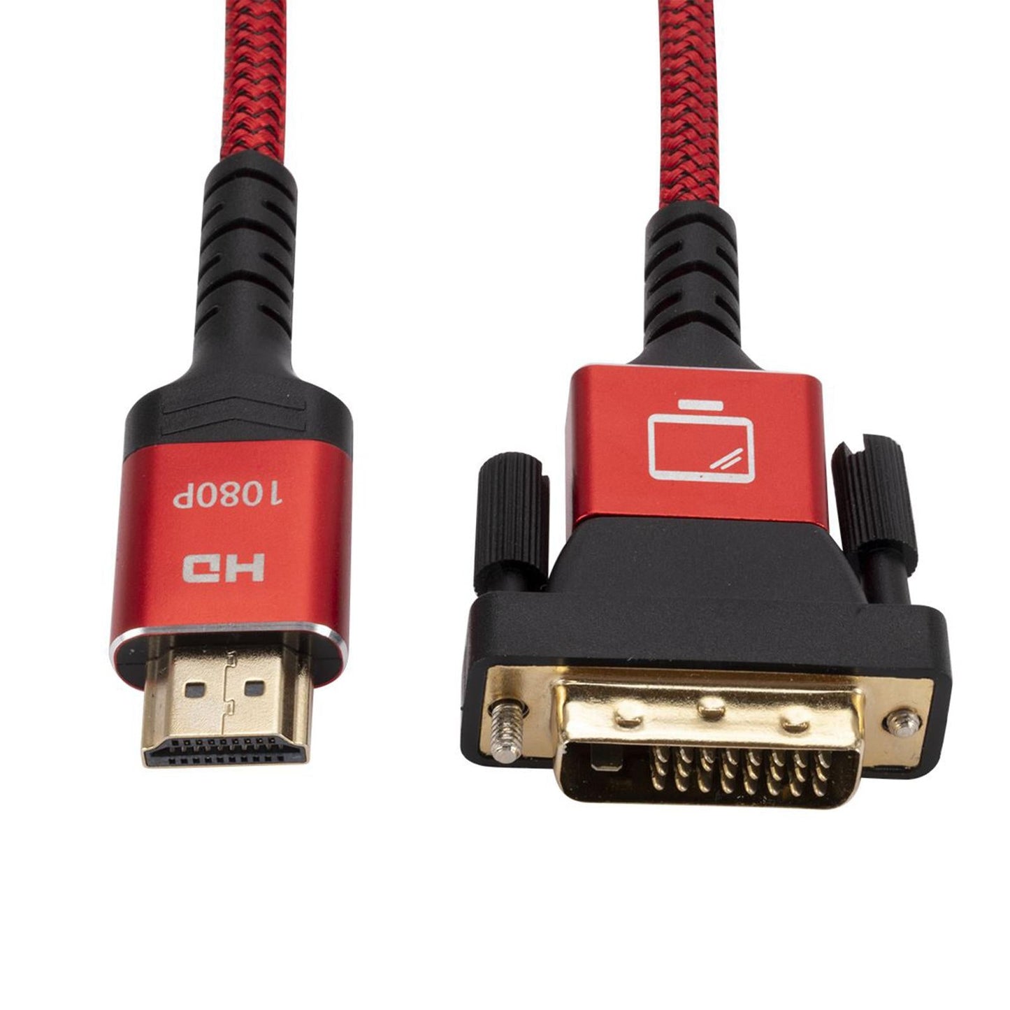 HDMI to DVI Cable DVI Male to HDMI Male Gold Plated for Desktop Display Red 1.8m