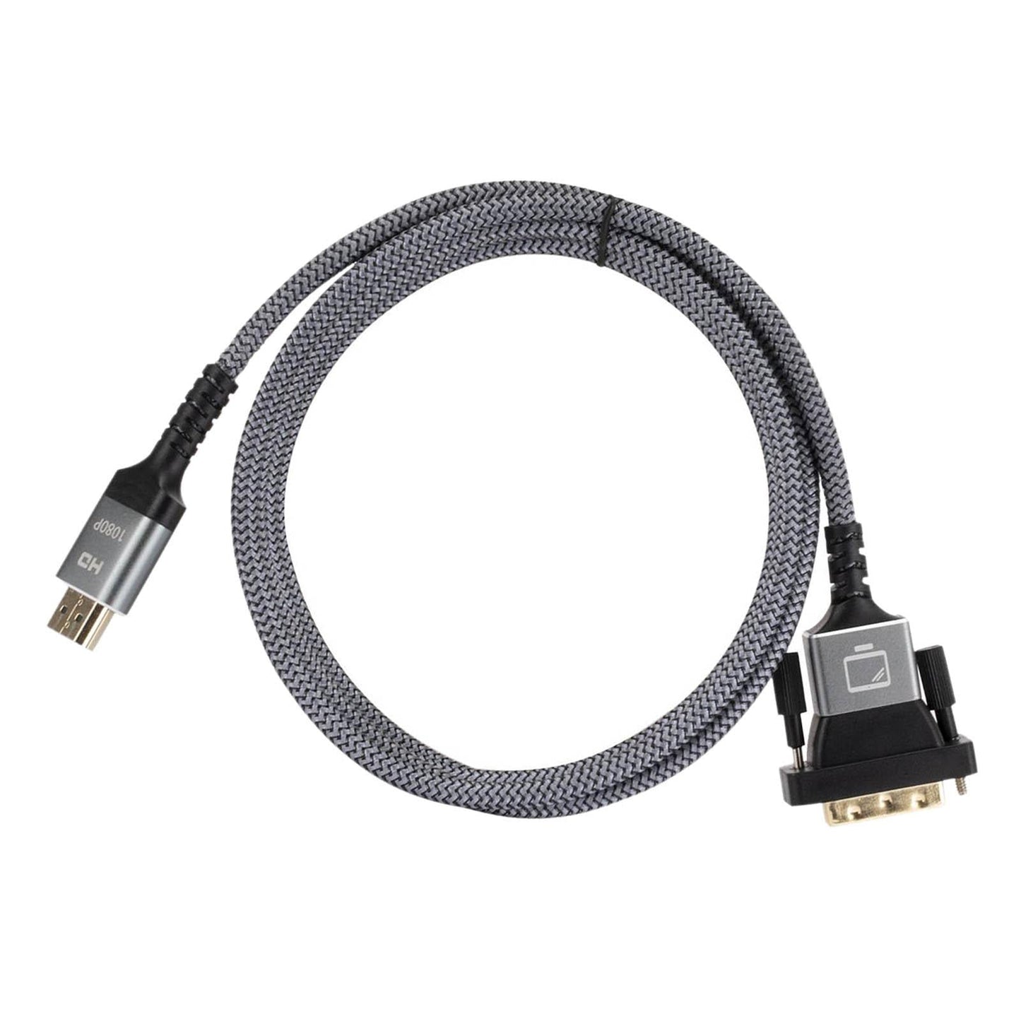HDMI to DVI Cable DVI Male to HDMI Male Gold Plated for Desktop Display Gray 1.8m