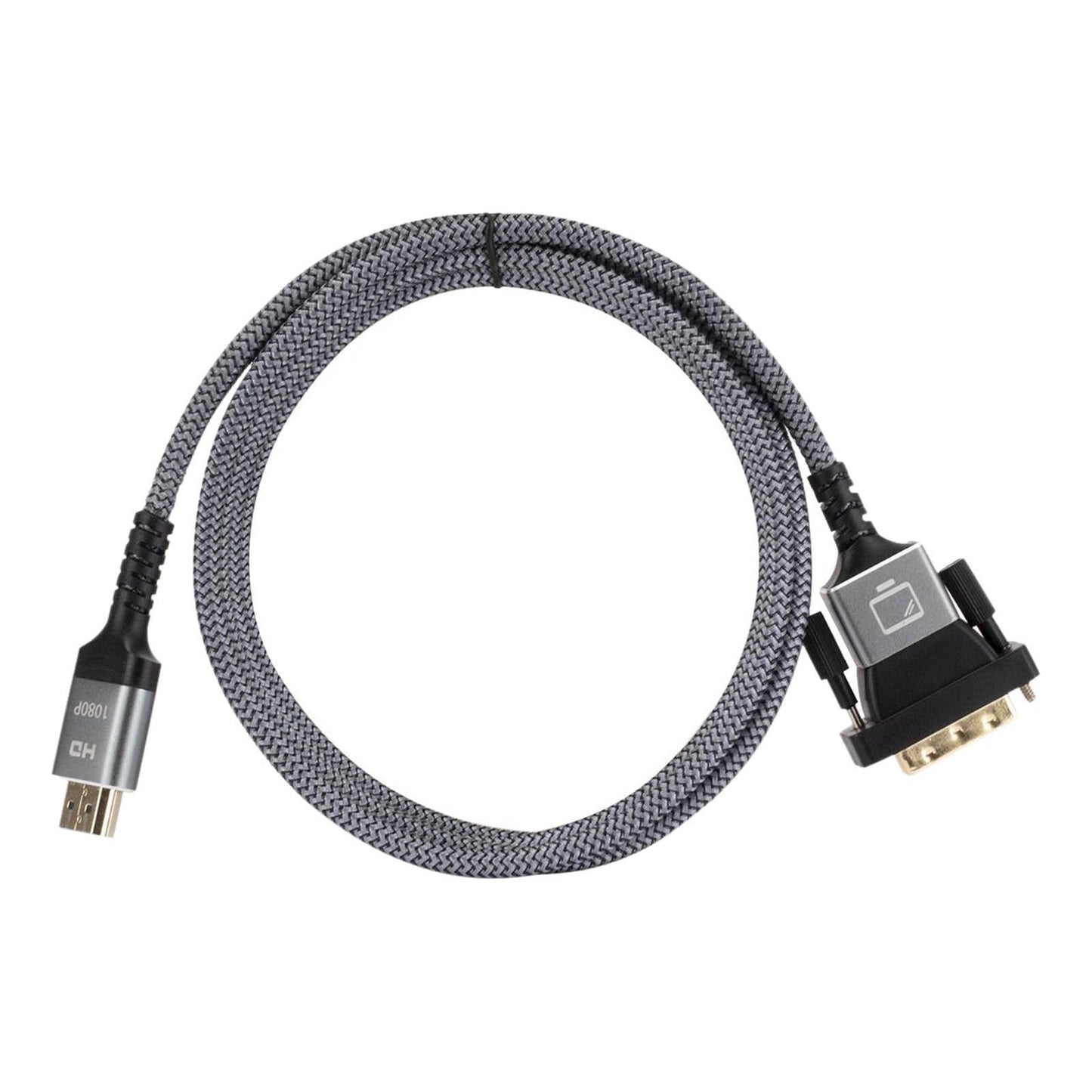 HDMI to DVI Cable DVI Male to HDMI Male Gold Plated for Desktop Display Gray 1.8m