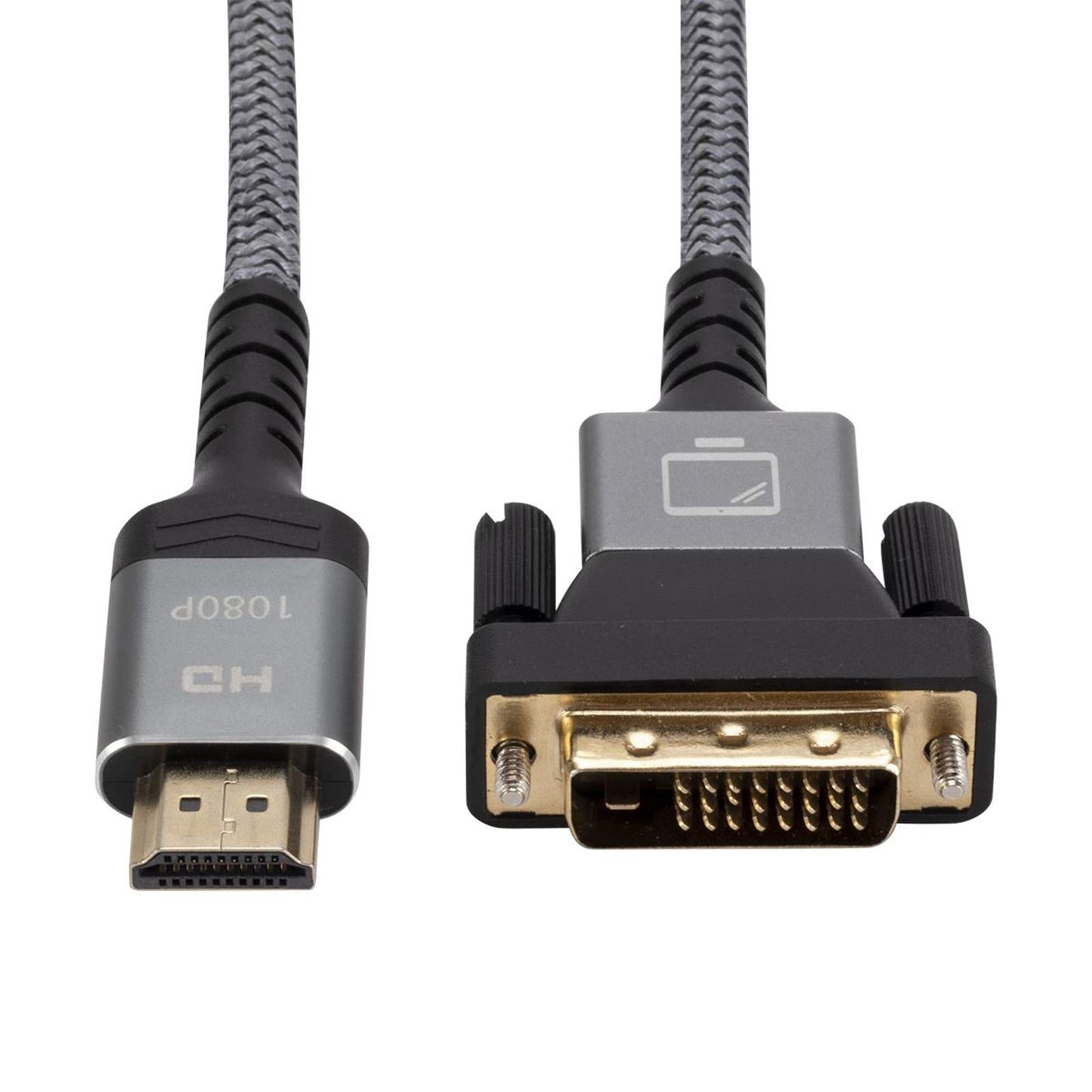 HDMI to DVI Cable DVI Male to HDMI Male Gold Plated for Desktop Display Gray 1.8m