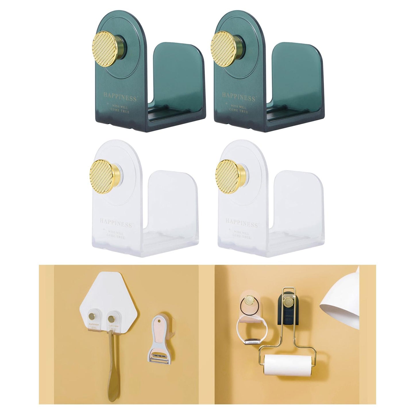 2Pcs Self Adhesive Hooks Rustproof Waterproof for Hanging Coat Kitchen Blue
