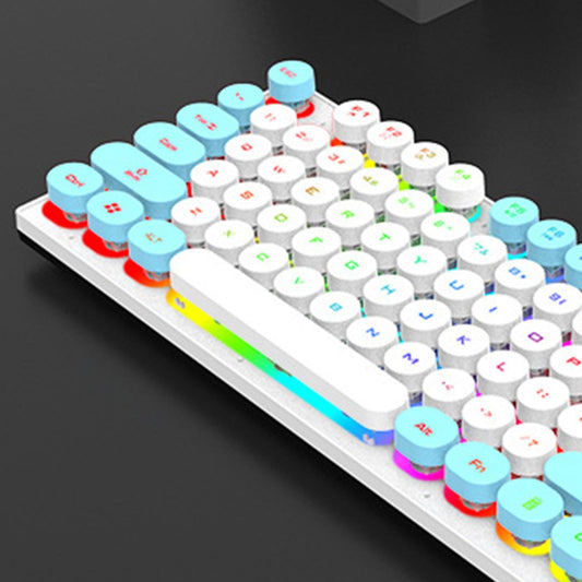 Gaming Keyboard 104 Keys Wired USB RGB LED Backlit for Computer  White Blue