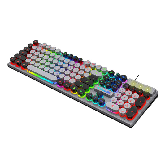 Gaming Keyboard 104 Keys Wired USB RGB LED Backlit for Computer  Gray Black