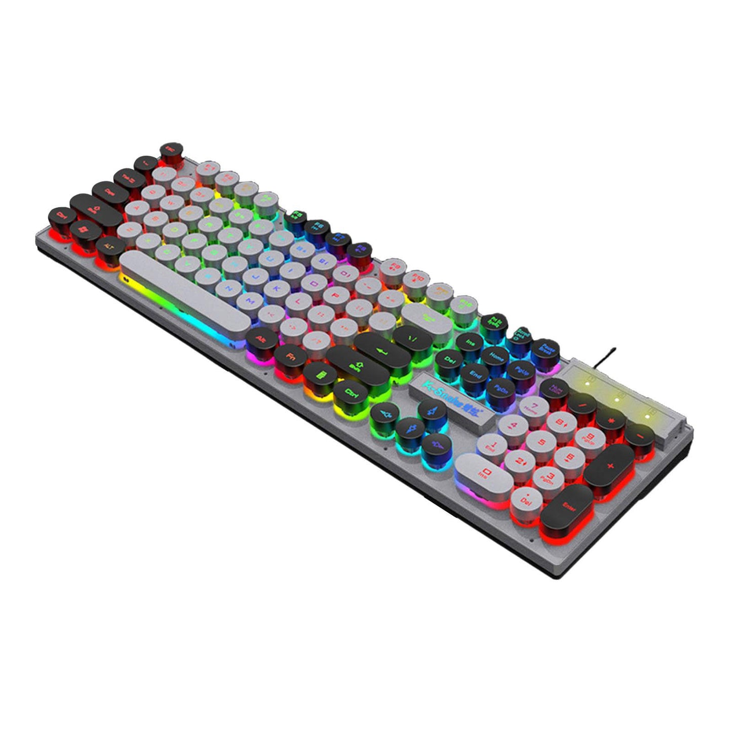 Gaming Keyboard 104 Keys Wired USB RGB LED Backlit for Computer  Gray Black