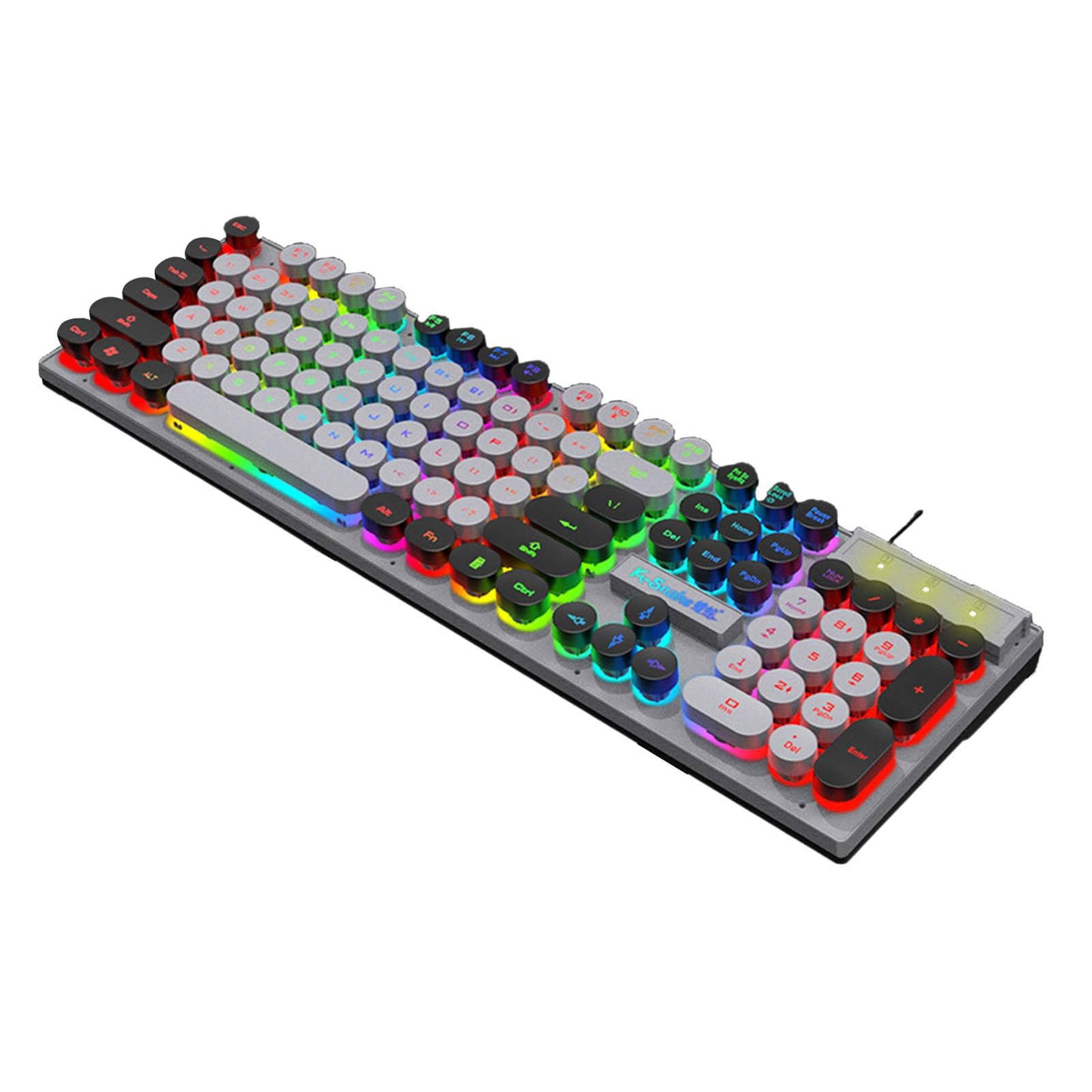 Gaming Keyboard 104 Keys Wired USB RGB LED Backlit for Computer  Gray Black