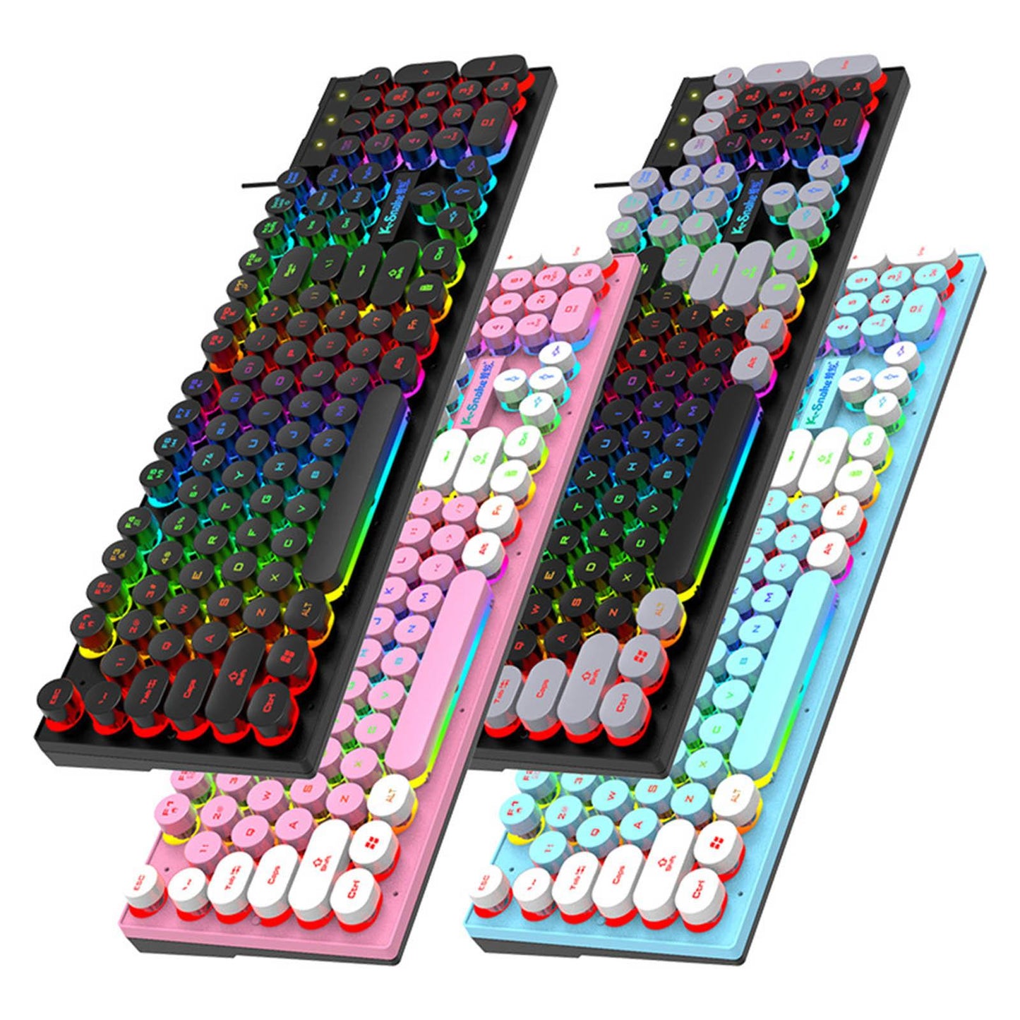 Gaming Keyboard 104 Keys Wired USB RGB LED Backlit for Computer  Gray Black