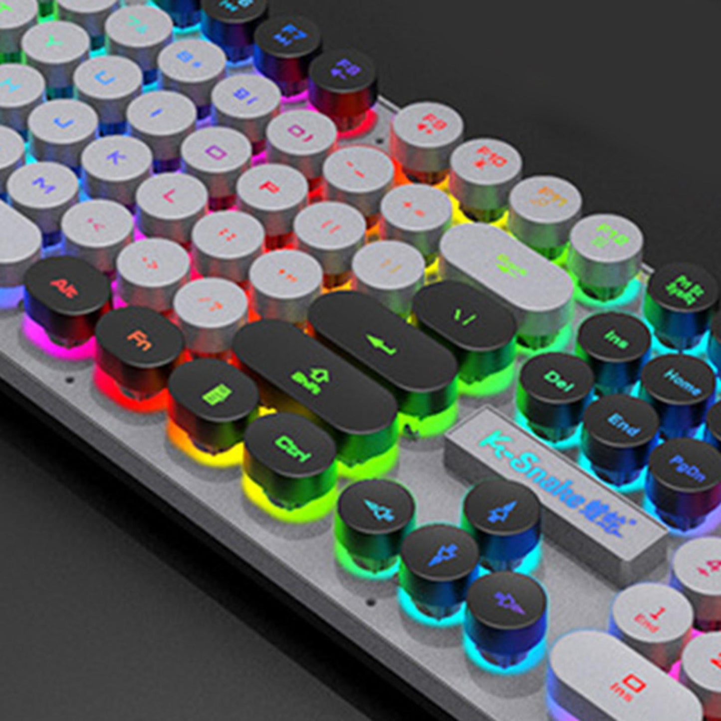 Gaming Keyboard 104 Keys Wired USB RGB LED Backlit for Computer  Gray Black