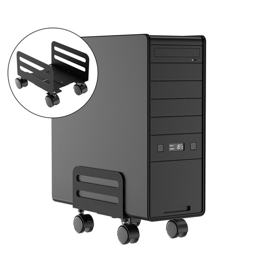 Computer Tower CPU Stand Holder with Rolling Caster Wheels for PC Case Black