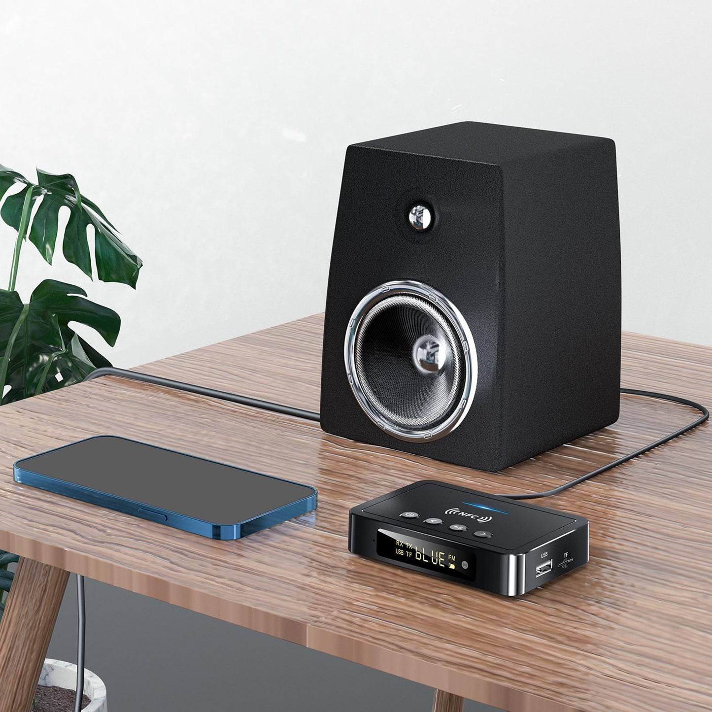 NFC Bluetooth Transmitter Receiver Adapter FM Function Speaker Tablets
