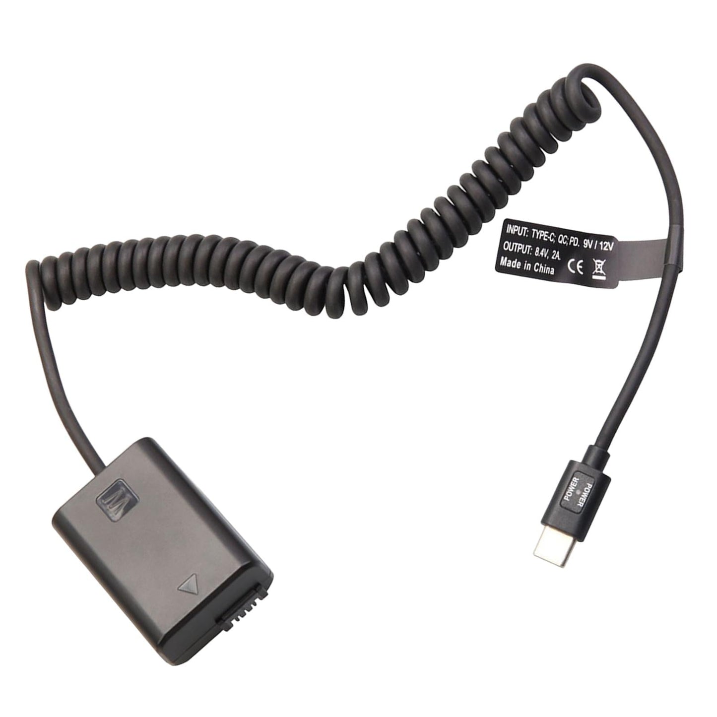 Dummy Battery Decoded Adapter with Type C Spring Cable for Sony A7S2 A6500