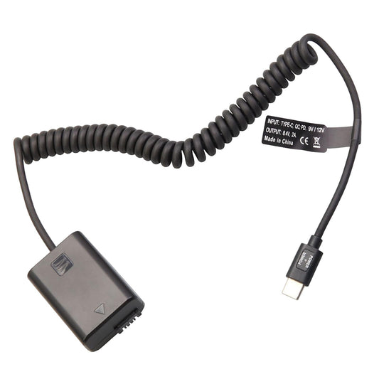 Dummy Battery Decoded Adapter with Type C Spring Cable for Sony A7S2 A6500