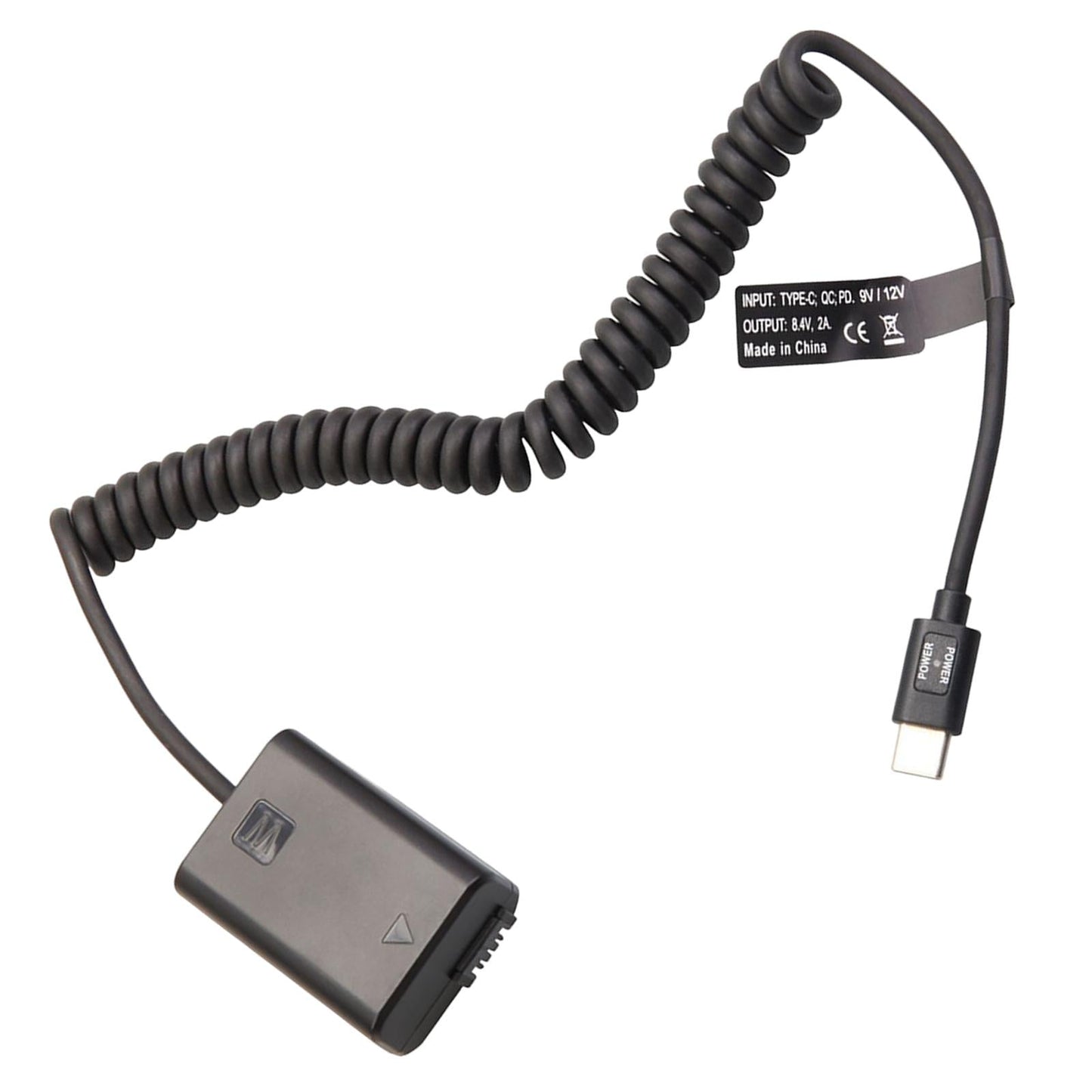 Dummy Battery Decoded Adapter with Type C Spring Cable for Sony A7S2 A6500