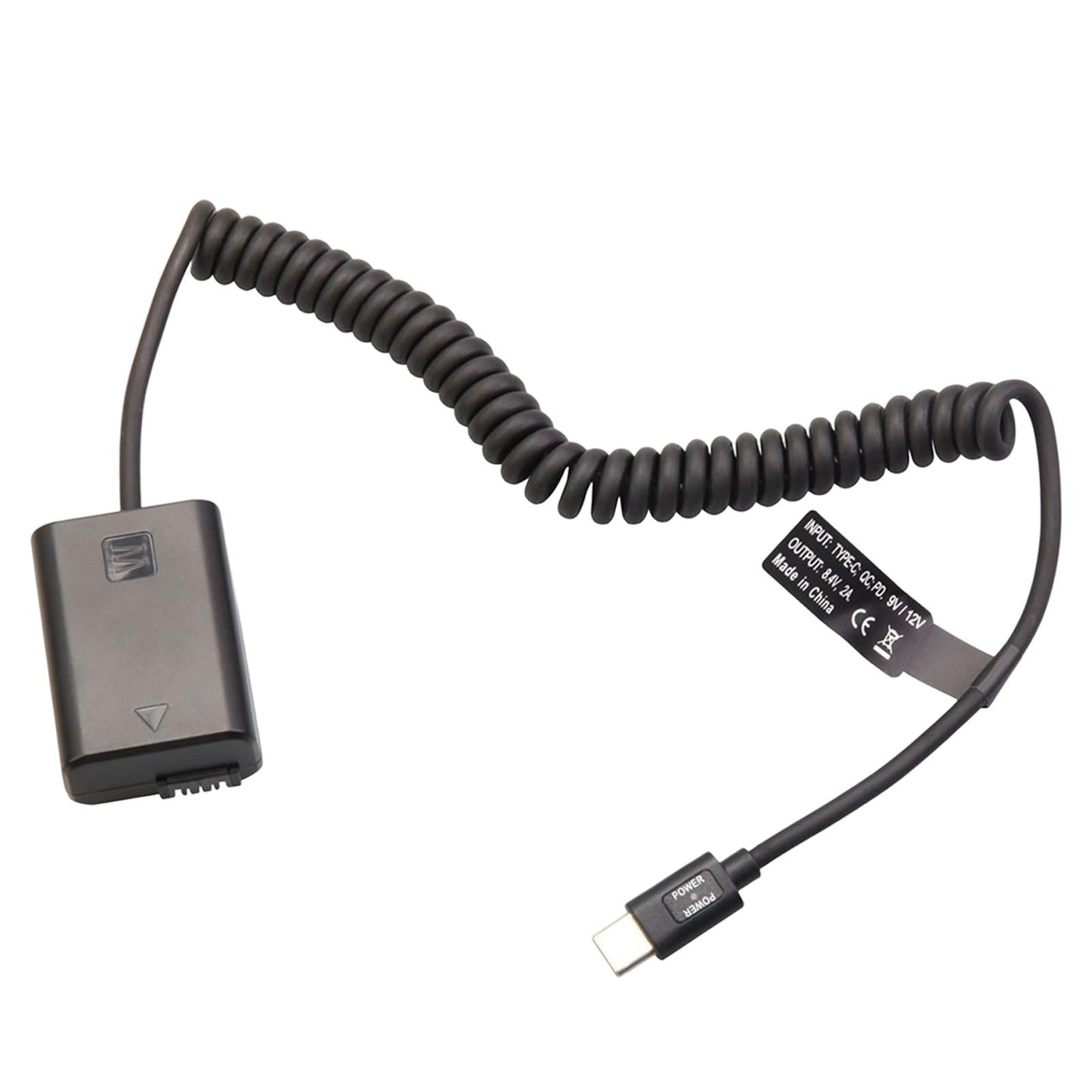 Dummy Battery Decoded Adapter with Type C Spring Cable for Sony A7S2 A6500