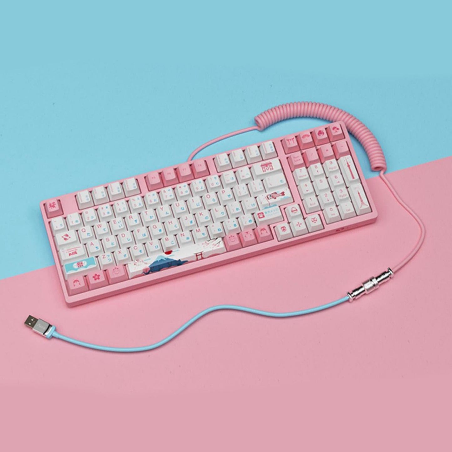 Coiled USB C Cable Detachable Flexible Tough for Mechanical Gaming Keyboard