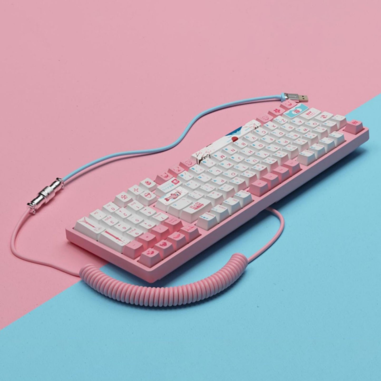 Coiled USB C Cable Detachable Flexible Tough for Mechanical Gaming Keyboard