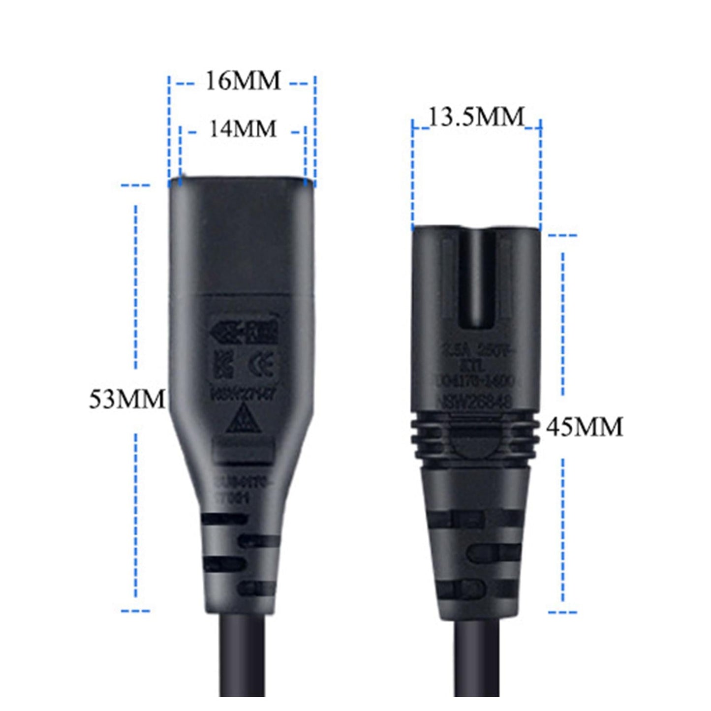 Power Extension Cable Supply IEC 320 C8 Plug to C7 for Printer Scanner