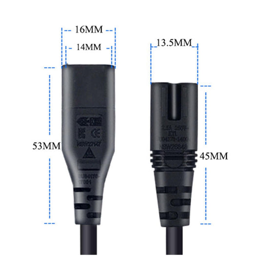 Power Extension Cable Supply IEC 320 C8 Plug to C7 for Printer Scanner