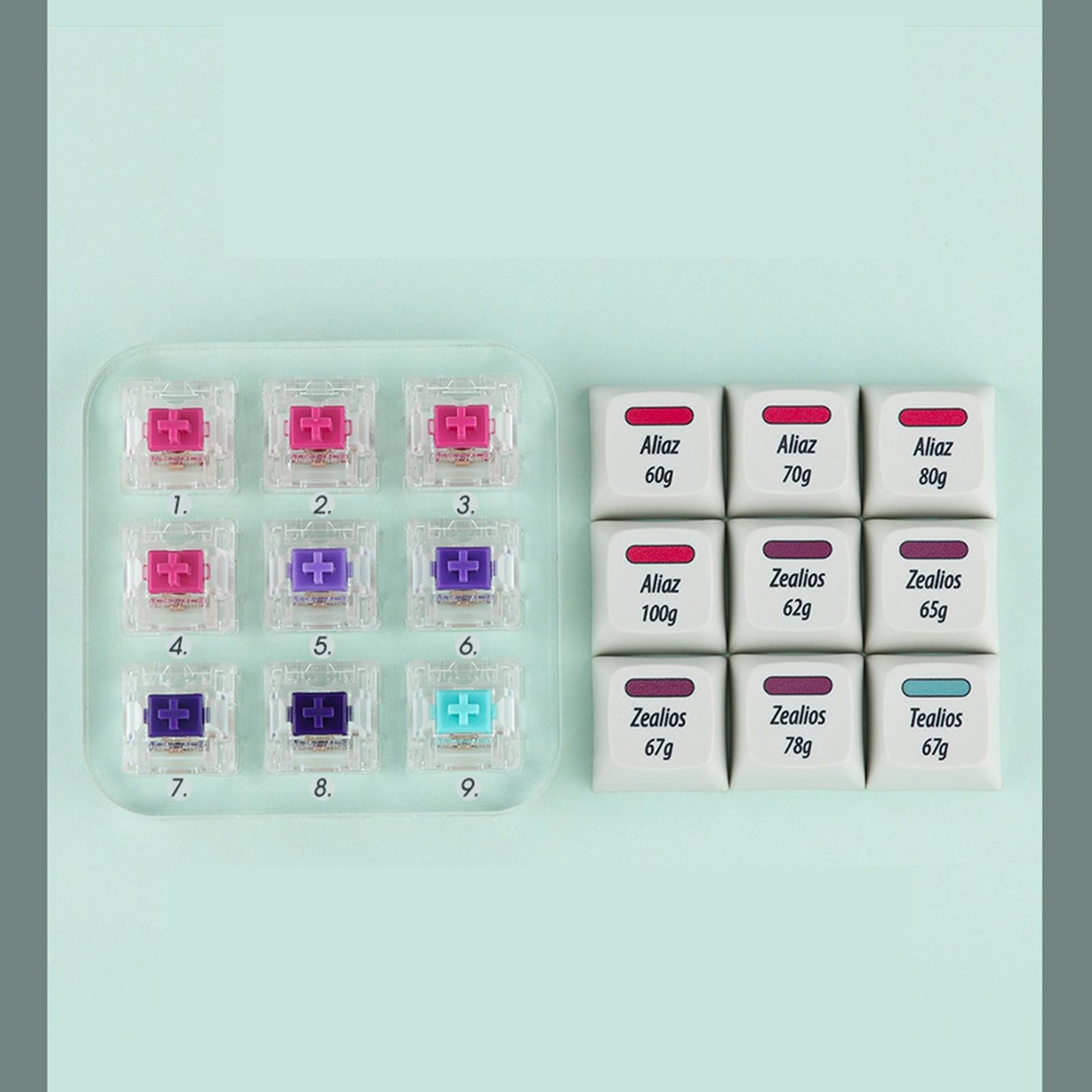 9 Key Switch Tester Retooled Sampler for Aliaz Mechanical Keyboards