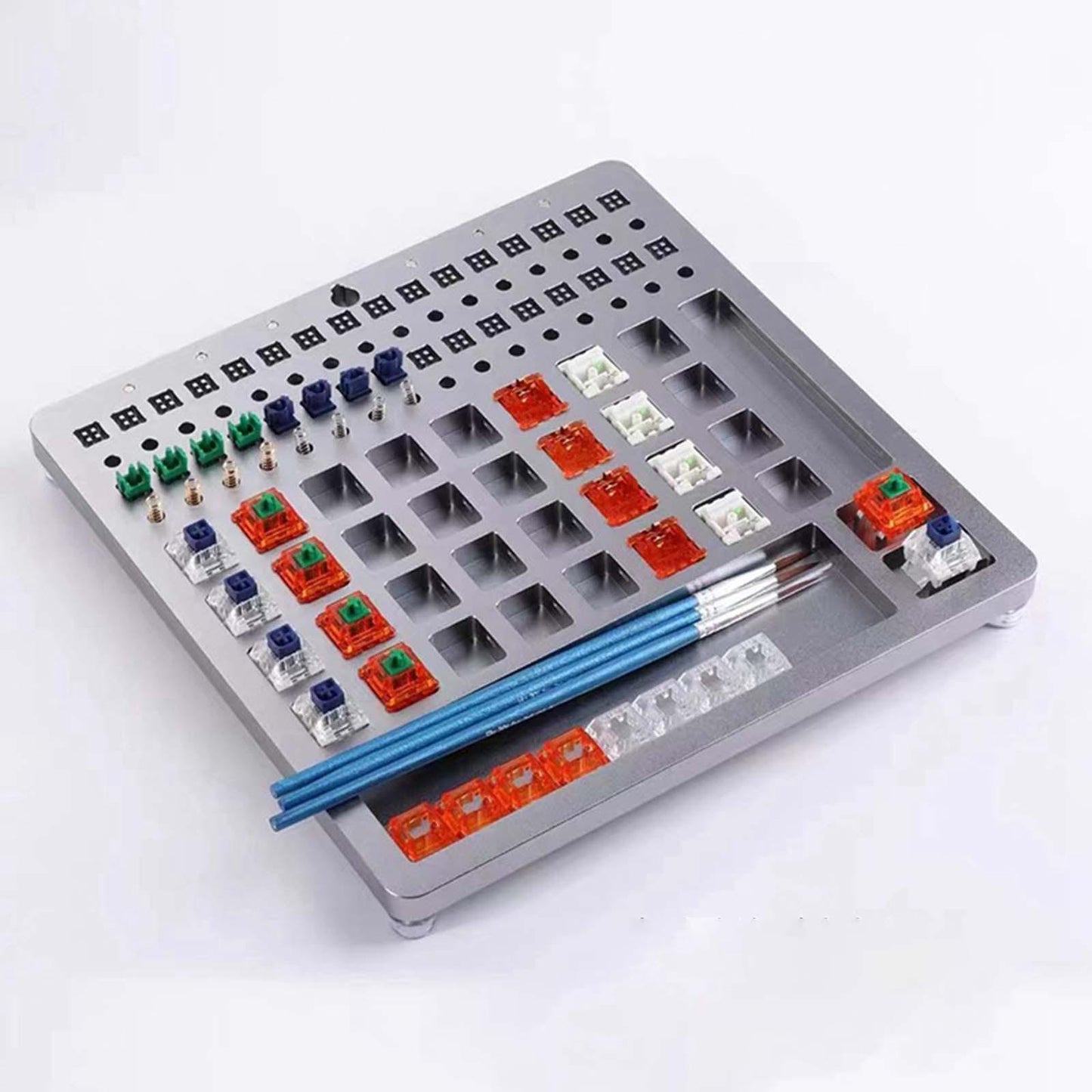 Metal 32 Switch Opener Lube Modding Station for Gamer Acrylic MX Box Silver