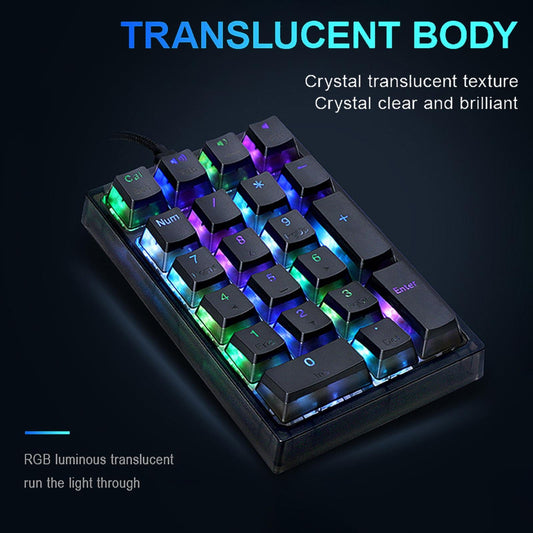 21 Keys Wired Mechanical Numeric Keypad USB Numpad for Cashier PC  Black