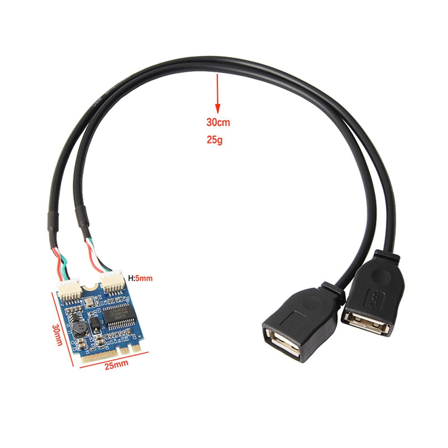 M.2 A/E Key to Dual USB 2.0 Cable Durable High Speed Portable High-Quality