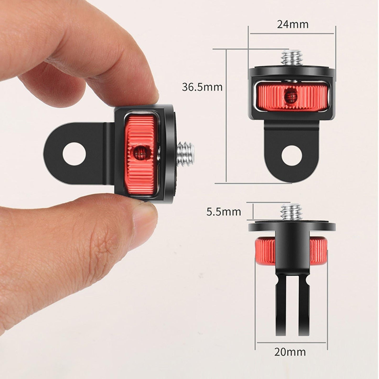 Camera Mount Adapter Lightweight Conversion Tripod Adapter for Action Camera Black Red