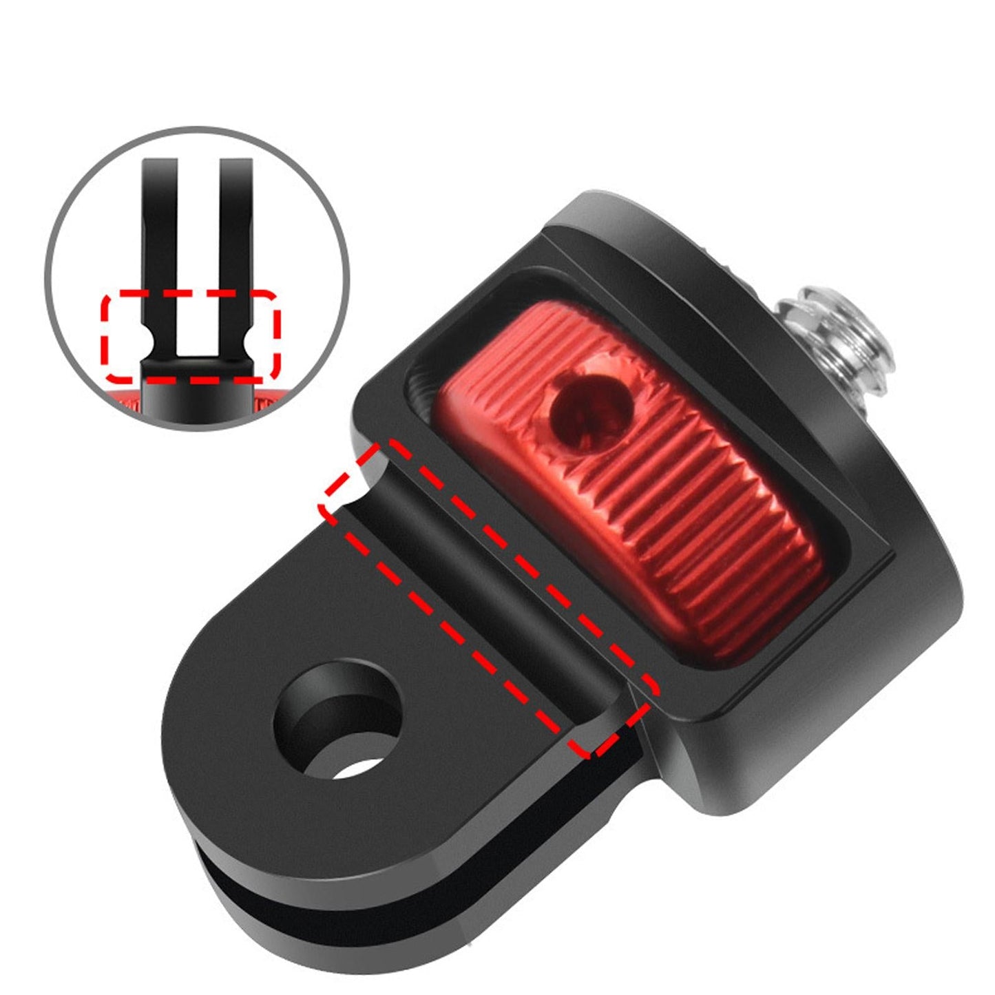Camera Mount Adapter Lightweight Conversion Tripod Adapter for Action Camera Black Red