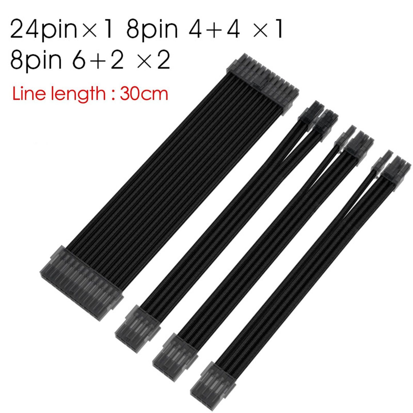 Basic Extension Cable Kit Extension Kit Plastic 8Pin 24Pin for PC Computer Black