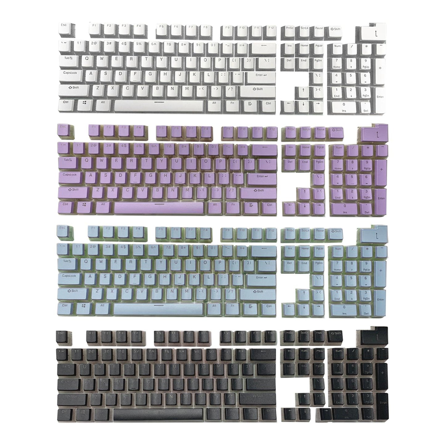 Gaming 108 Key Keycaps Kit Double Shot English PBT for Mechanical Keyboards White