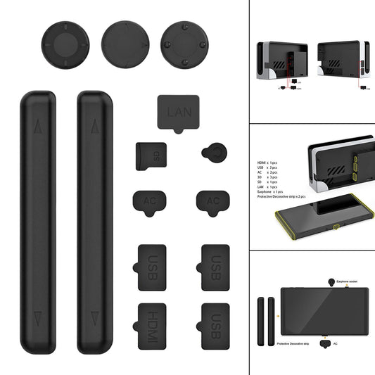 14 in 1 NS Dust Plug Cover Silicone Dust Cover for Switch Protector Plug Set