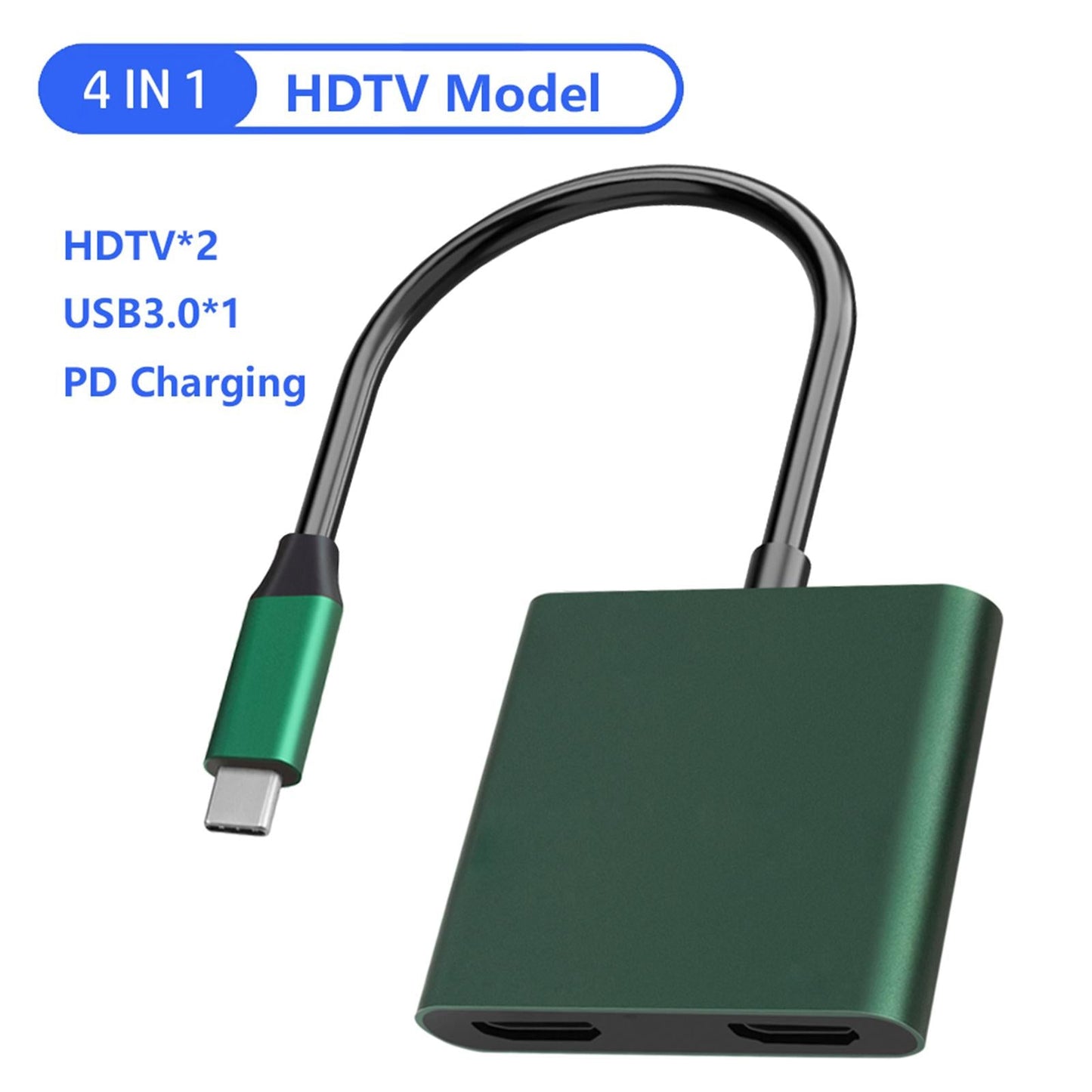 USB Type C to Dual HDMI Adapter 4K 30Hz for Windows for Mac OS 4 in 1