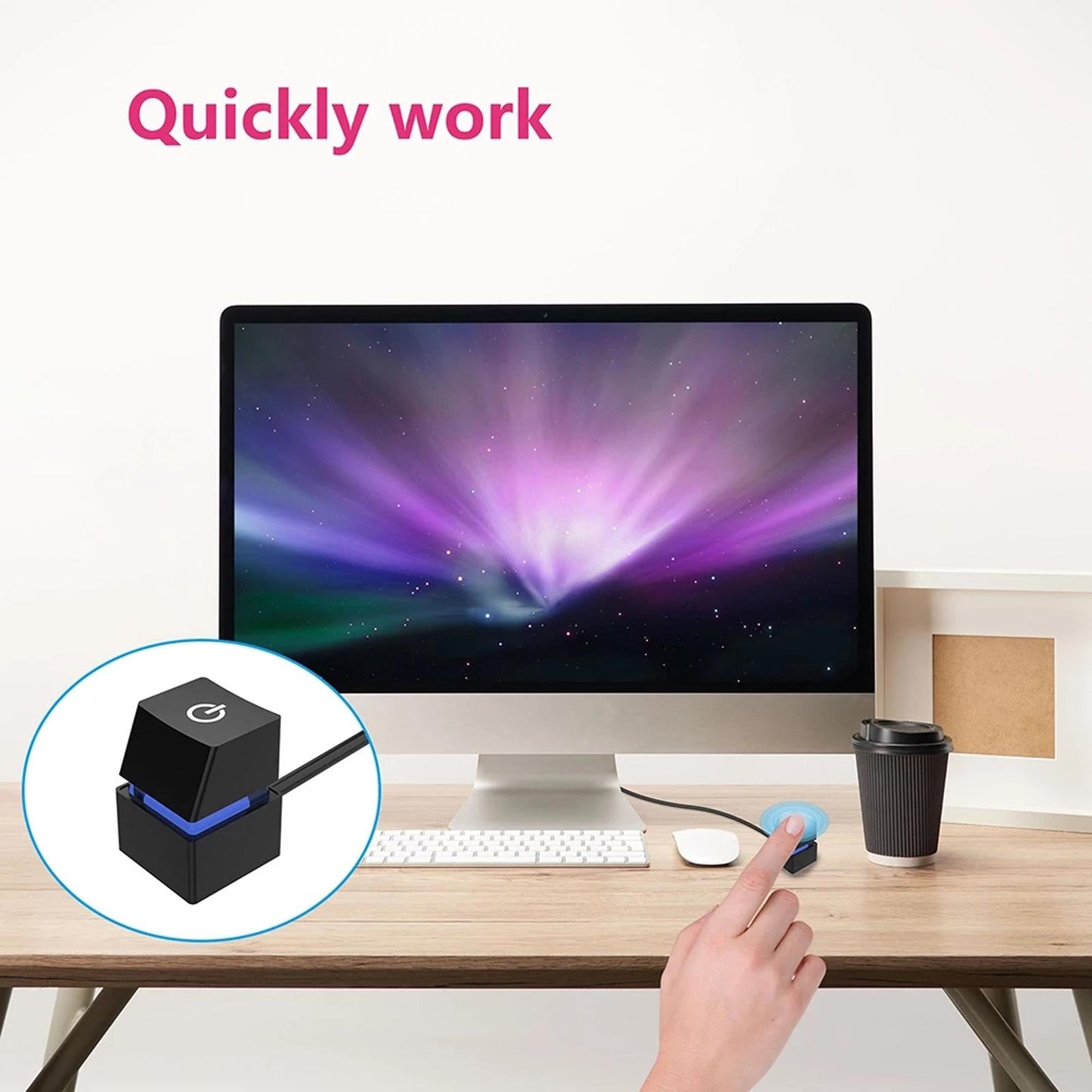 External Remote Switch Button Computer Supplies with 2M Cables for Home