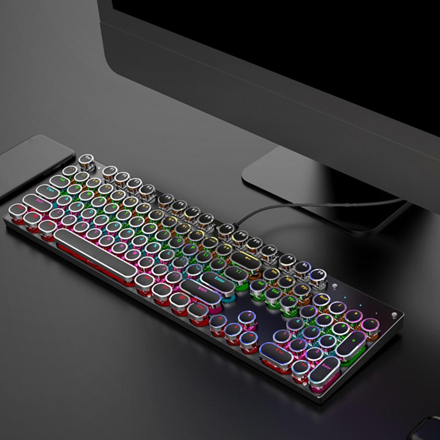 Ergonomic 104 Keys Mechanical Gaming Keyboard USB Wired for Game Computer PC Black