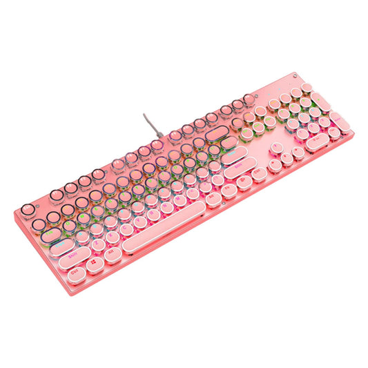 Ergonomic 104 Keys Mechanical Gaming Keyboard USB Wired for Game Computer PC Pink