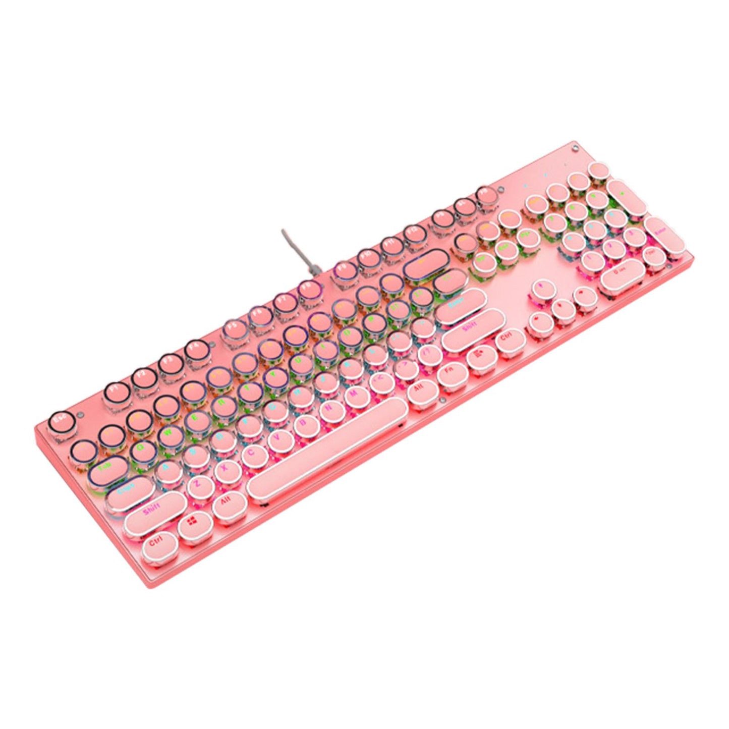 Ergonomic 104 Keys Mechanical Gaming Keyboard USB Wired for Game Computer PC Pink