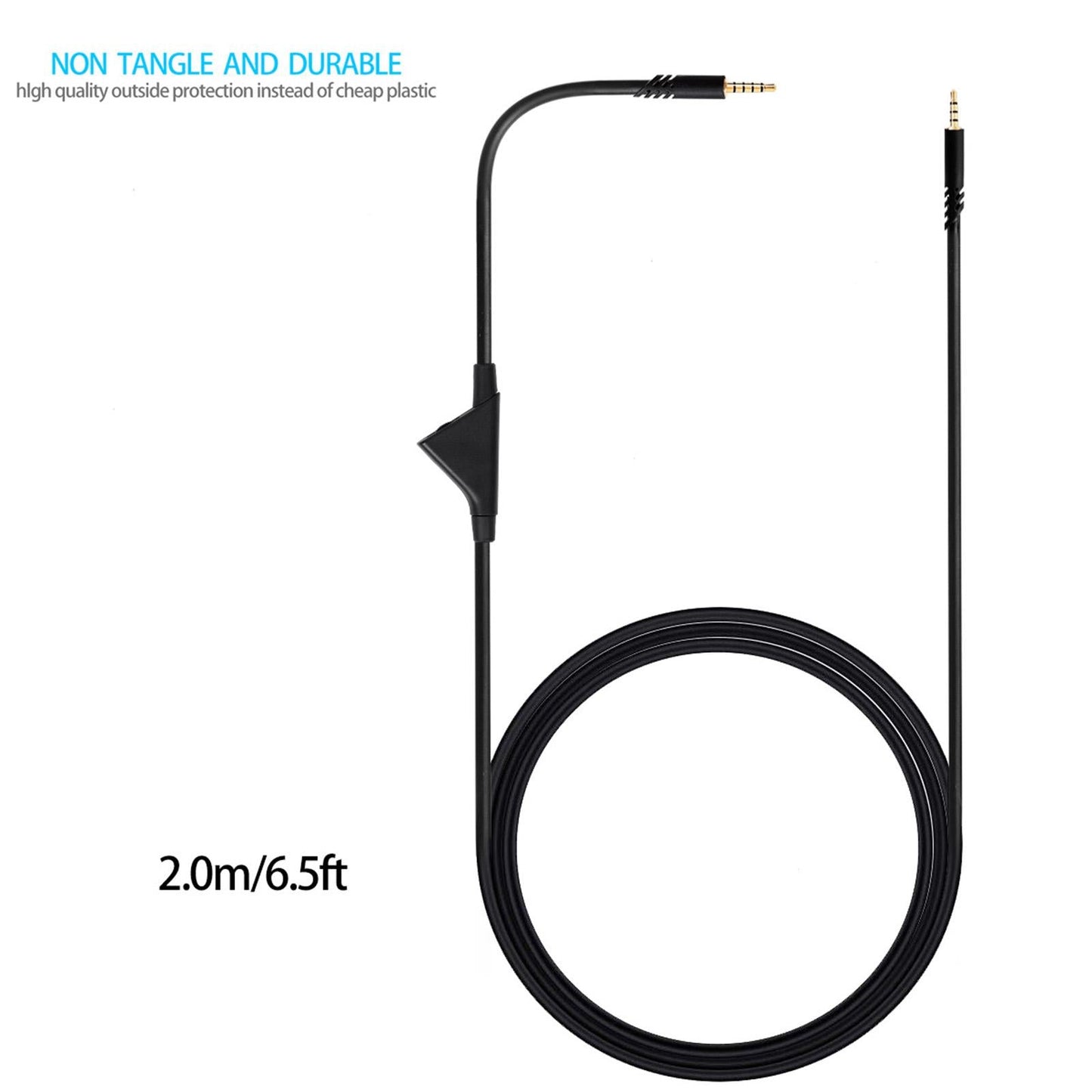 Replacement Audio Cable Cord 2M 6.5ft AUX Wire for Astro A10 A40 A30 Black