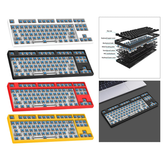 87 Keys DIY Wired Mechanical Keyboard Kit with Blue Switch for PC Parts White
