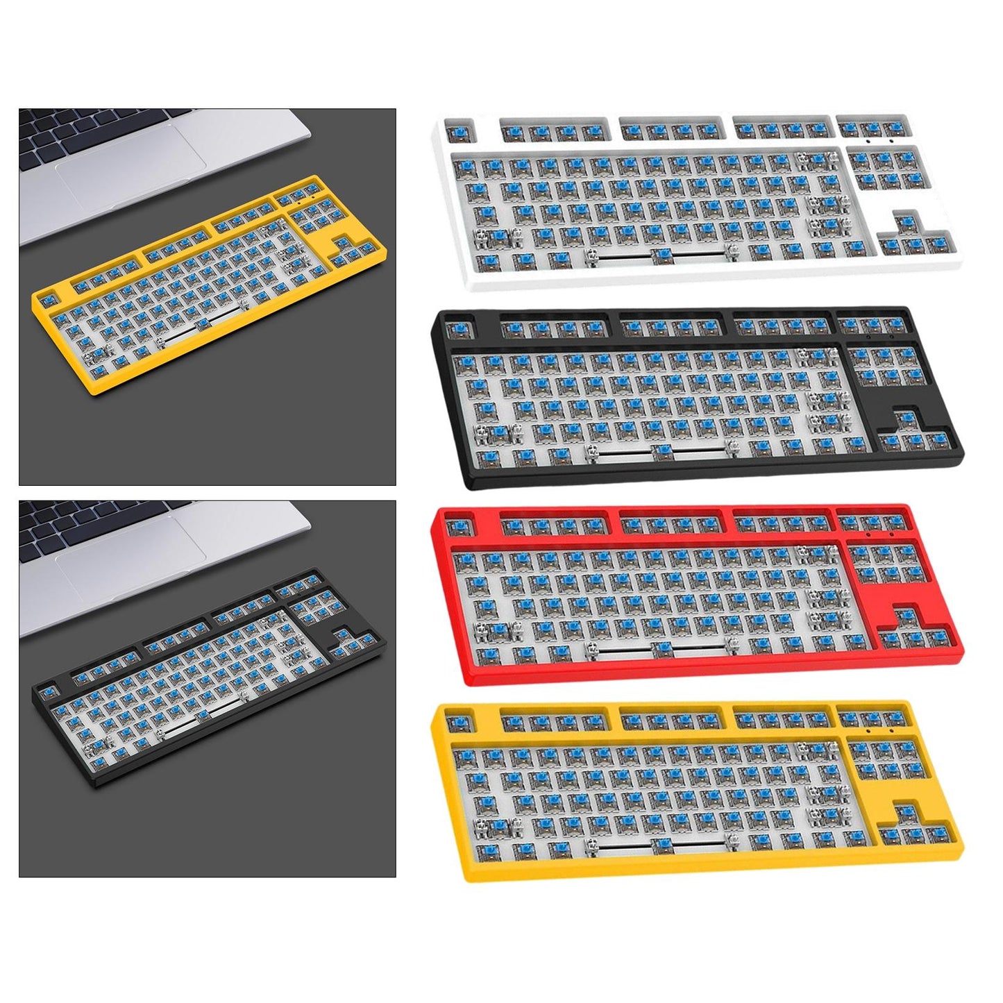 87 Keys DIY Wired Mechanical Keyboard Kit with Blue Switch for PC Parts White