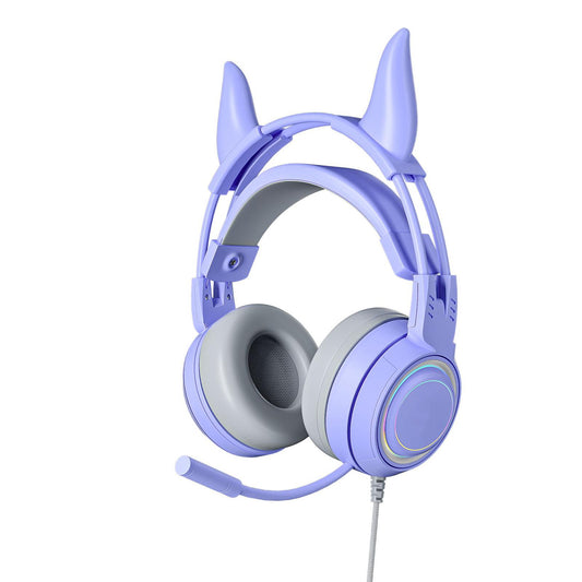 Gaming Headset with Microphone Comfortable 3.5mm Durable Laptop Purple