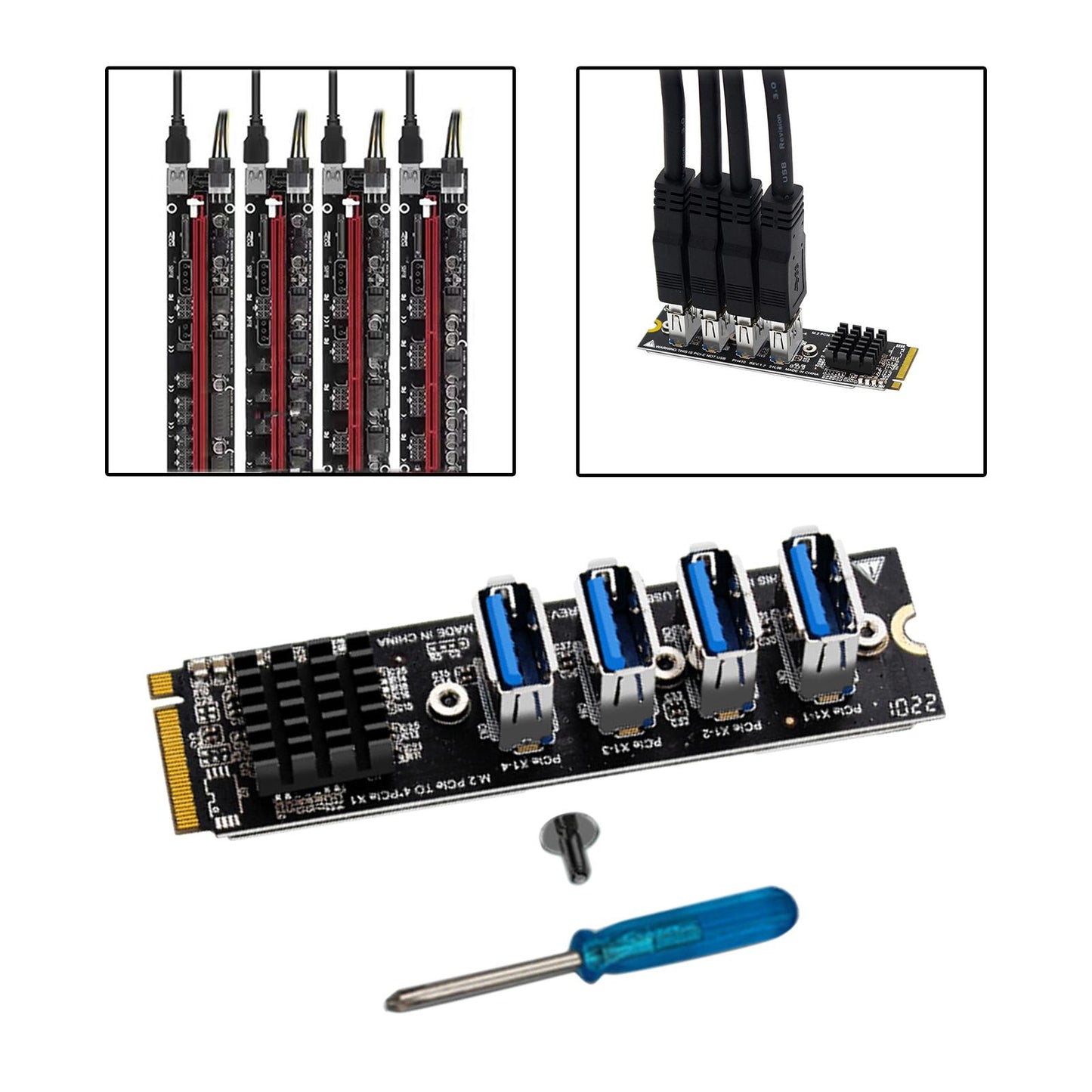 M.2 to 4x 1 to 4 Expansion Card for Desktop Durable Premium