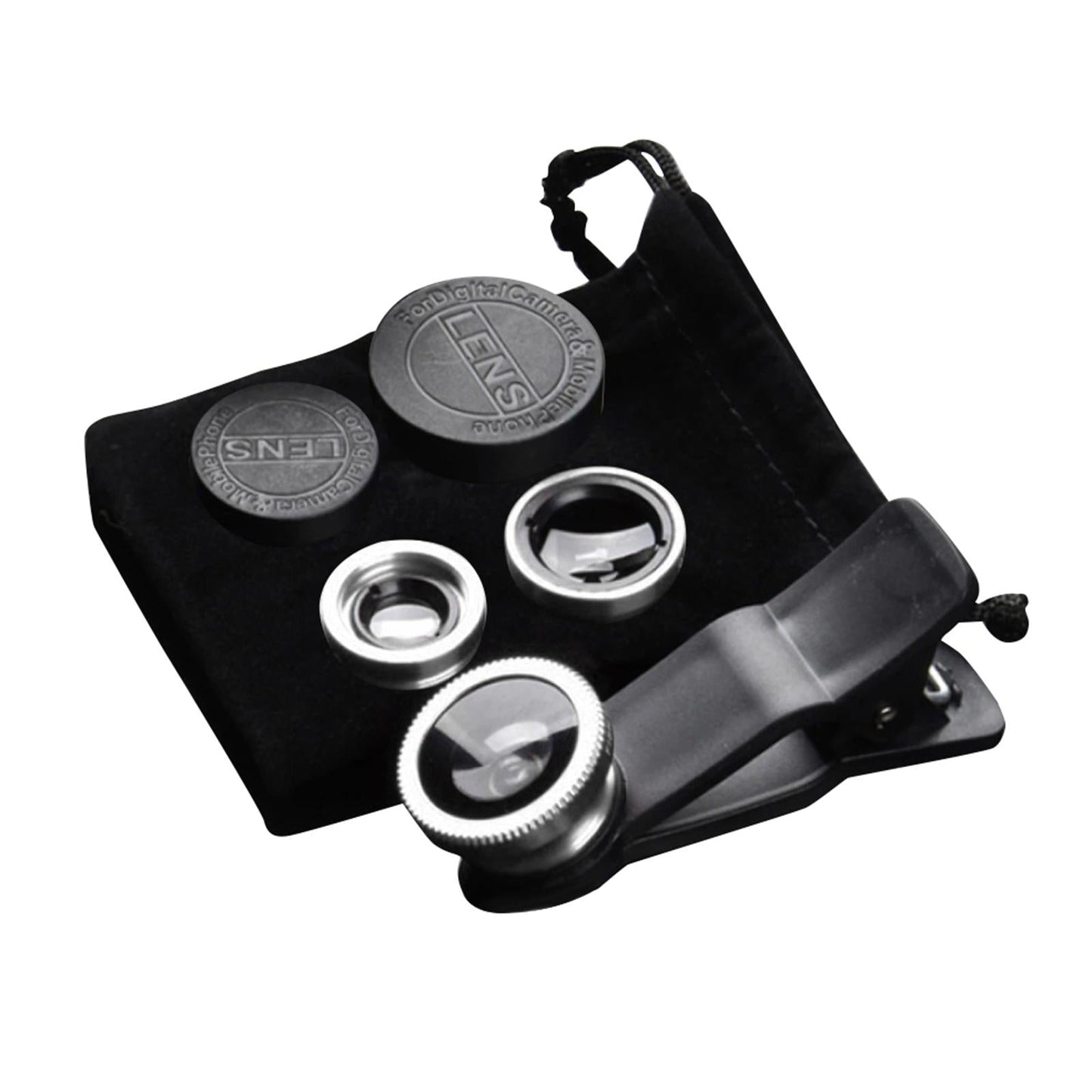 Universal Phone Lens Three Lens Phone Camera Lens Kits for Photo Cameras Sliver