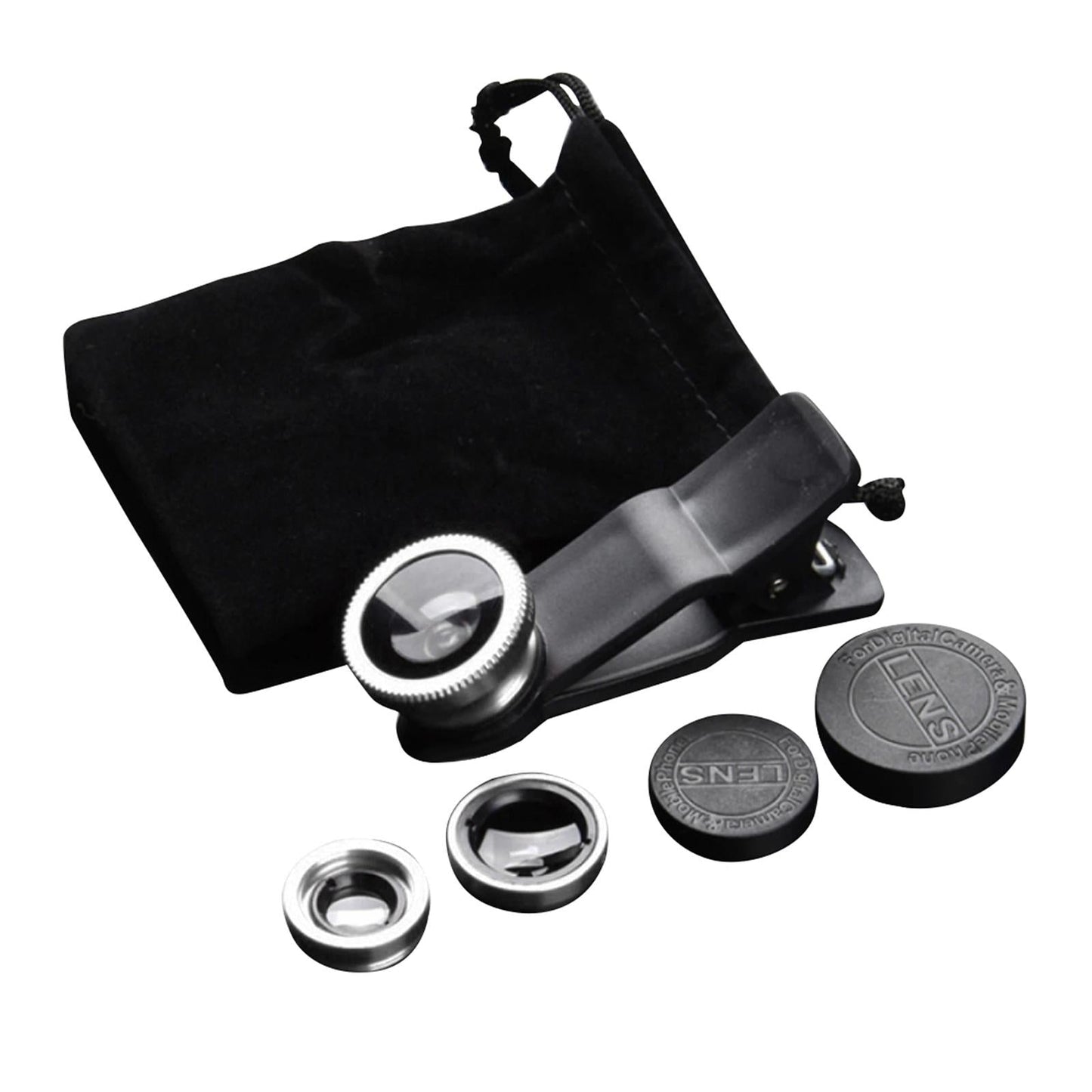 Universal Phone Lens Three Lens Phone Camera Lens Kits for Photo Cameras Sliver