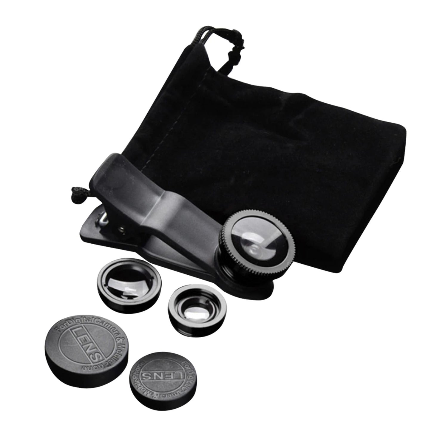 Universal Phone Lens Three Lens Phone Camera Lens Kits for Photo Cameras Black